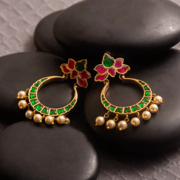 1_Lotus_Chaand_Baali_925_Silver_Earrings_Red_and_Green_Kundan_and_Pearls_Noorish_Jewellery