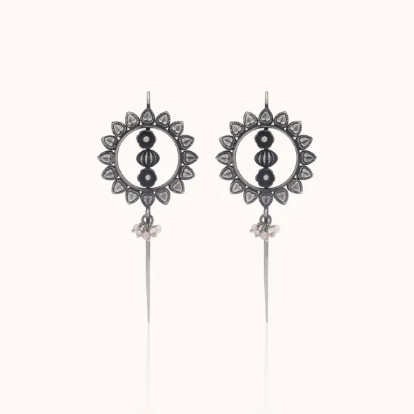 2_Antique_Oxidized_Sunburst_Needle_925_Silver_Ear_Cuff_Noorish_Jewellery