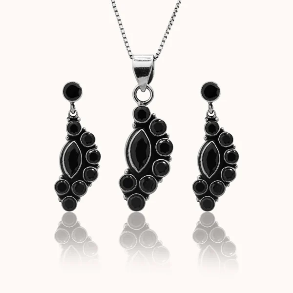 2_Midnight_Black_925_Silver_Pendant_Set_Noorish_Jewellery