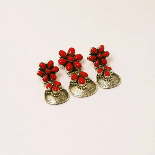 4_Floral_Red_925_Silver_Pendant_Set_000_Noorish_Jewellery