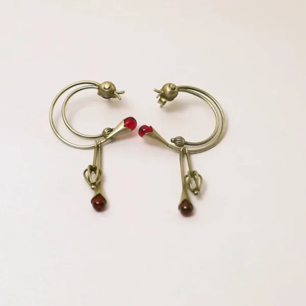 4_Ruby_Stone_Dual_Drop_925_Silver_Hoop_Earrings_000_Noorish_Jewellery